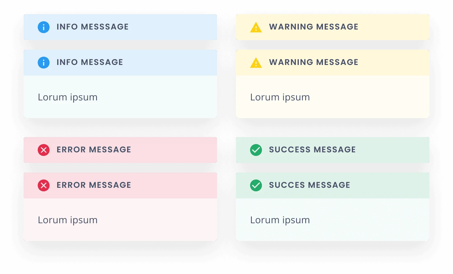 Message atoms: info, warning, error and success