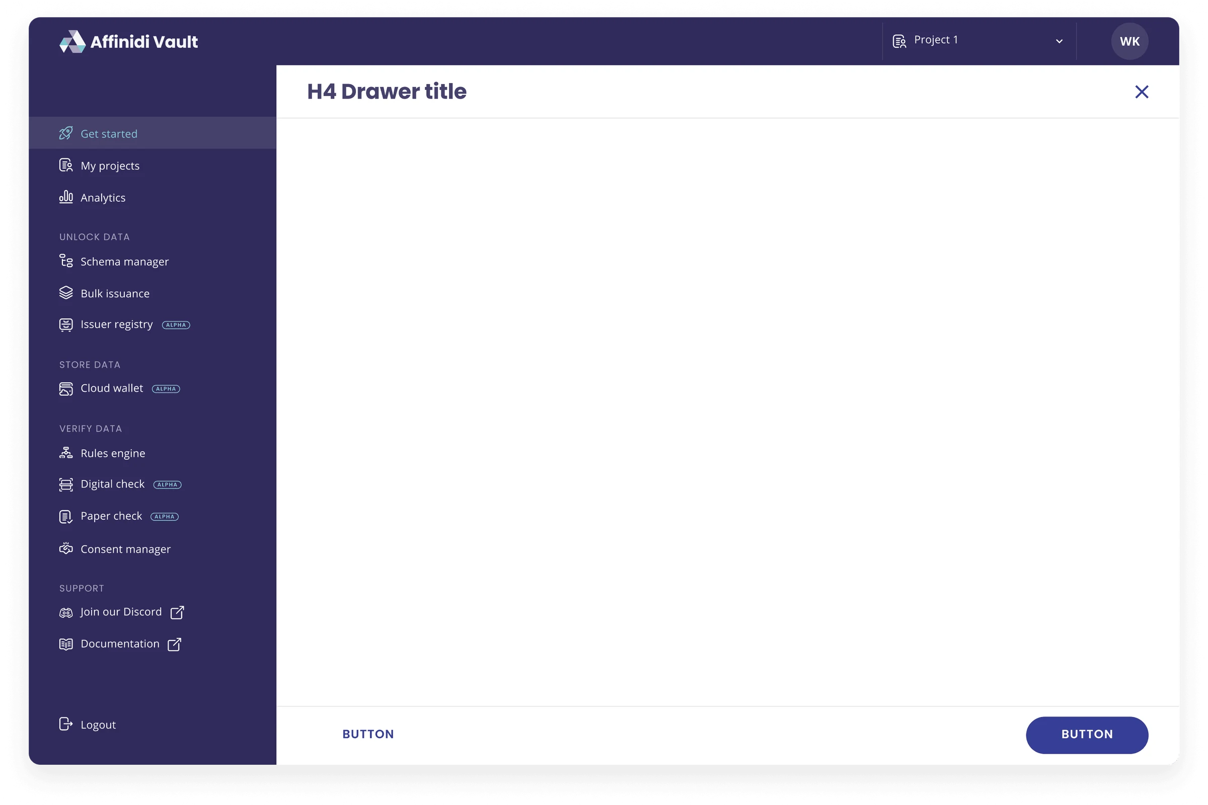 A page template with a drawer