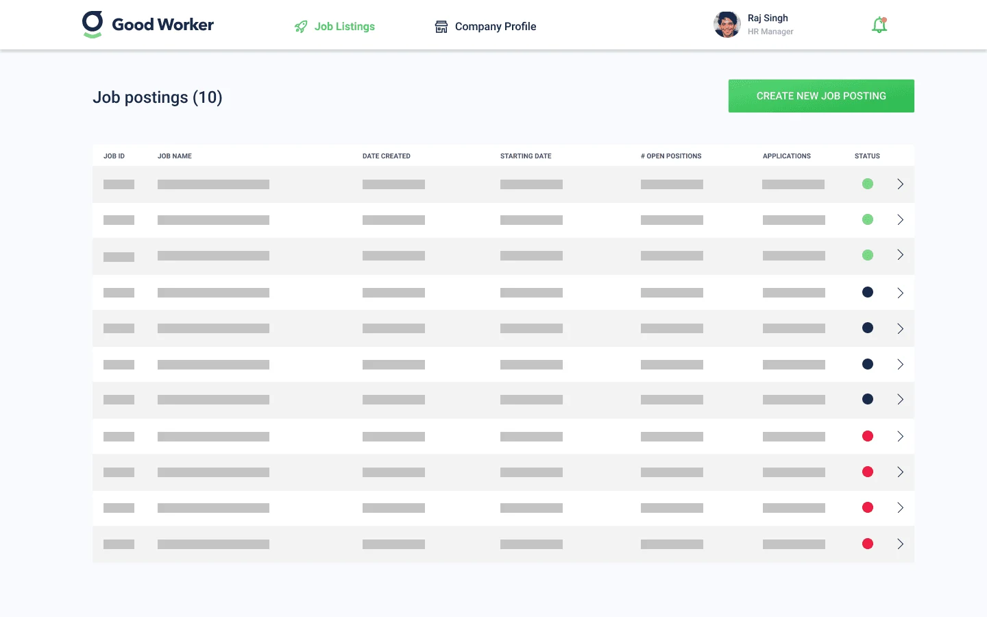 Wireframe: job postings